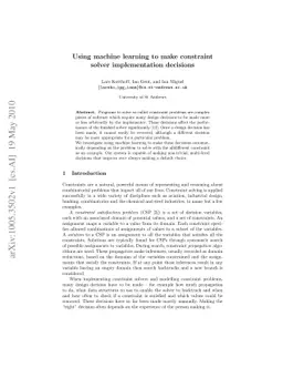 Using machine learning to make constraint solver implementation
  decisions
