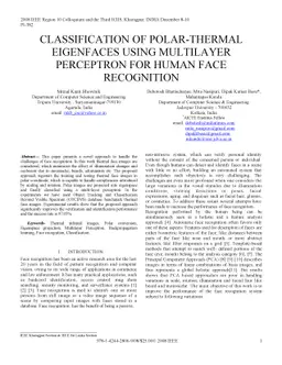 Classification of Polar-Thermal Eigenfaces using Multilayer Perceptron
  for Human Face Recognition