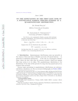 On the Expectation of the First Exit Time of a Nonnegative Markov
  Process Started at a Quasistationary Distribution