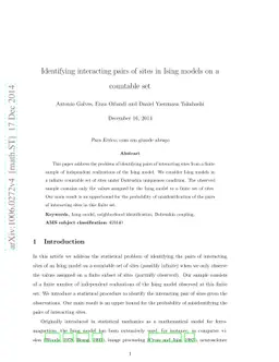 Identifying interacting pairs of sites in Ising models on a countable
  set
