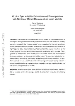 On-line Spot Volatility-Estimation and Decomposition with Nonlinear
  Market Microstructure Noise Models