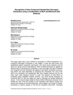 Recognition of Non-Compound Handwritten Devnagari Characters using a
  Combination of MLP and Minimum Edit Distance