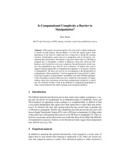 Is Computational Complexity a Barrier to Manipulation?