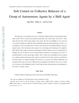 Soft Control on Collective Behavior of a Group of Autonomous Agents by a
  Shill Agent