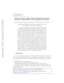 Global testing under sparse alternatives: ANOVA, multiple comparisons
  and the higher criticism