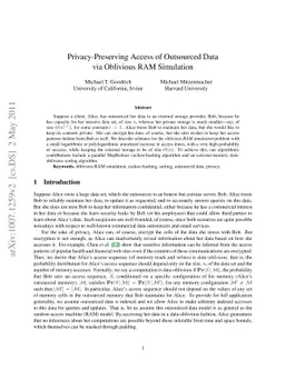 Privacy-Preserving Access of Outsourced Data via Oblivious RAM
  Simulation