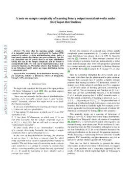 A note on sample complexity of learning binary output neural networks
  under fixed input distributions