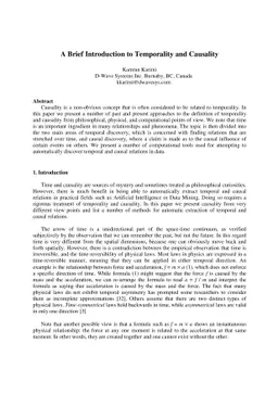 A Brief Introduction to Temporality and Causality