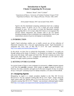 Introduction to Xgrid: Cluster Computing for Everyone