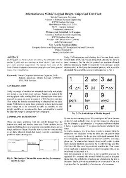 Alternatives to Mobile Keypad Design: Improved Text Feed