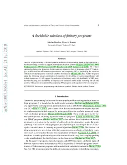 A decidable subclass of finitary programs