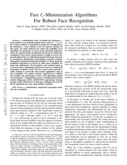Fast L1-Minimization Algorithms For Robust Face Recognition