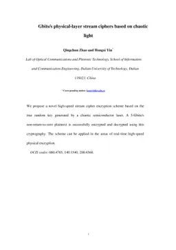 Gbits/s physical-layer stream ciphers based on chaotic light