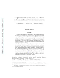 Adaptive wavelet estimation of the diffusion coefficient under additive
  error measurements