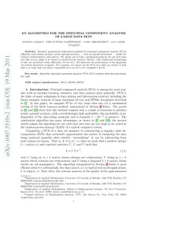 An algorithm for the principal component analysis of large data sets