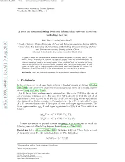 A note on communicating between information systems based on including
  degrees