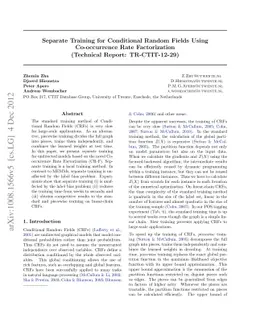 Separate Training for Conditional Random Fields Using Co-occurrence Rate
  Factorization