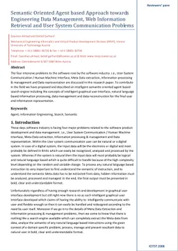 Semantic Oriented Agent based Approach towards Engineering Data
  Management, Web Information Retrieval and User System Communication Problems