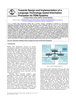 Towards Design and Implementation of a Language Technology based
  Information Processor for PDM Systems