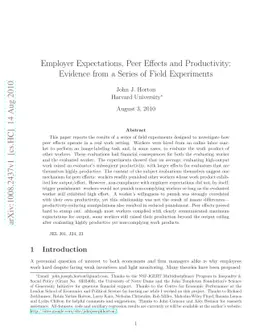 Employer Expectations, Peer Effects and Productivity: Evidence from a
  Series of Field Experiments