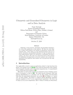 Ultrametric and Generalized Ultrametric in Computational Logic and in
  Data Analysis