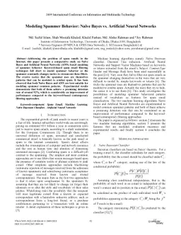 Modeling Spammer Behavior: Naïve Bayes vs. Artificial Neural Networks