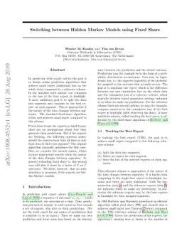 Switching between Hidden Markov Models using Fixed Share