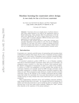 Machine learning for constraint solver design -- A case study for the
  alldifferent constraint