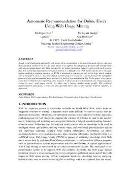 Automatic Recommendation for Online Users Using Web Usage Mining