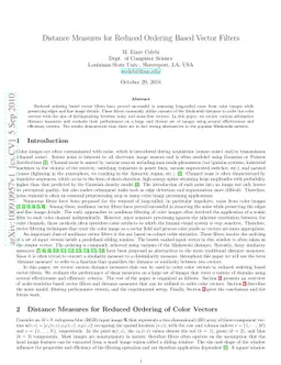 Distance Measures for Reduced Ordering Based Vector Filters
