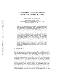 A Competitive Analysis for Balanced Transactional Memory Workloads