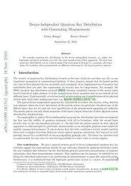 Device-Independent Quantum Key Distribution with Commuting Measurements