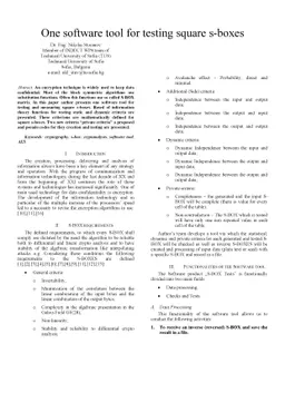 One software tool for testing square s-boxes