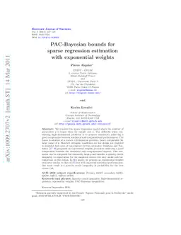 Pac-bayesian bounds for sparse regression estimation with exponential
  weights