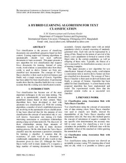 A hybrid learning algorithm for text classification