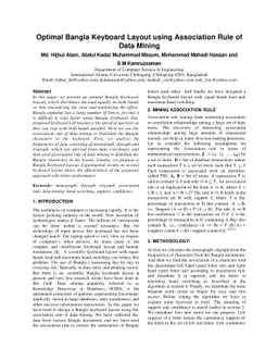 Optimal Bangla Keyboard Layout using Association Rule of Data Mining