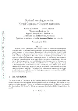 Optimal learning rates for Kernel Conjugate Gradient regression