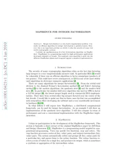 MapReduce for Integer Factorization