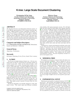 K-tree: Large Scale Document Clustering