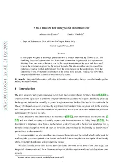 On a Model for Integrated Information