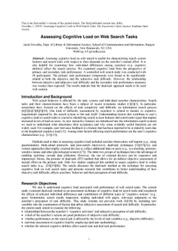 Assessing Cognitive Load on Web Search Tasks