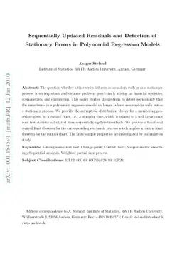 Sequentially Updated Residuals and Detection of Stationary Errors in
  Polynomial Regression Models