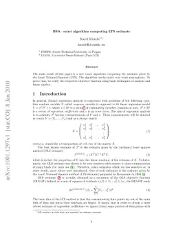 BSA - exact algorithm computing LTS estimate