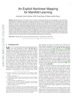 An Explicit Nonlinear Mapping for Manifold Learning