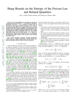 Sharp Bounds on the Entropy of the Poisson Law and Related Quantities