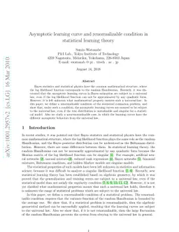 Asymptotic Learning Curve and Renormalizable Condition in Statistical
  Learning Theory