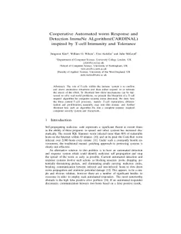 Cooperative Automated Worm Response and Detection Immune Algorithm