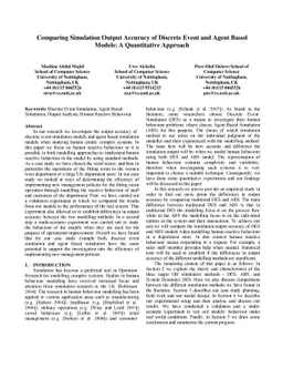 Comparing Simulation Output Accuracy of Discrete Event and Agent Based
  Models: A Quantitive Approach