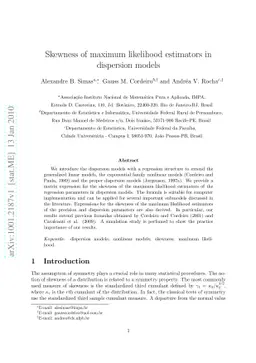 Skewness of maximum likelihood estimators in dispersion models