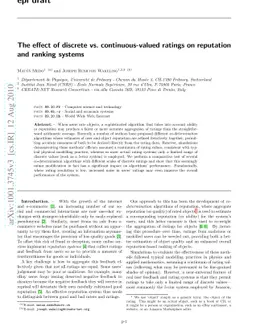 The effect of discrete vs. continuous-valued ratings on reputation and
  ranking systems
